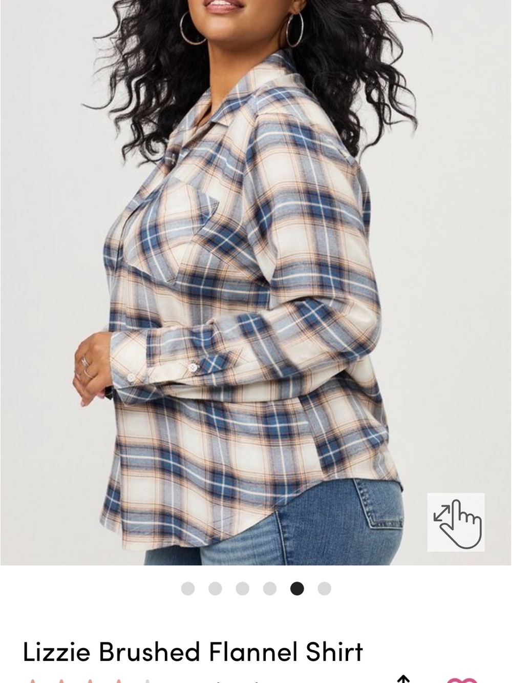 Lizzie Brushed Flannel Button-Down Shirt in Blue Plaid